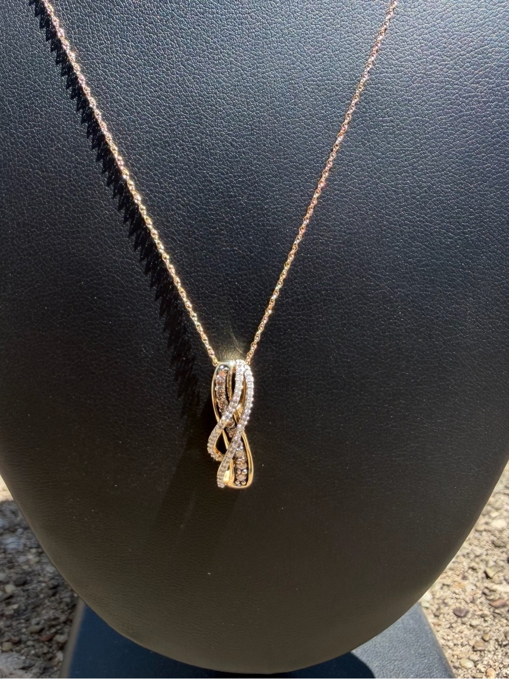 10k Yellow Gold .40ctw Natural Brown And White Diamond Pendant Necklace